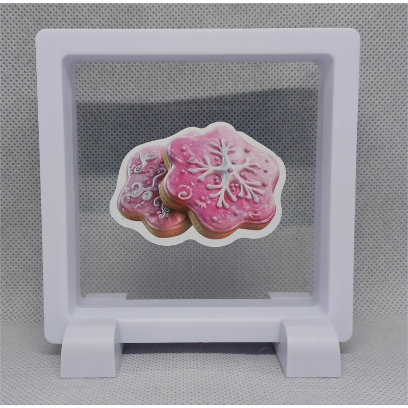 Roze koeken - Vierkante Zwarte Display 9x9 met kerst sticker