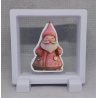 Roze Kerstkabouter - Vierkante Zwarte Display 9x9 met kerst sticker