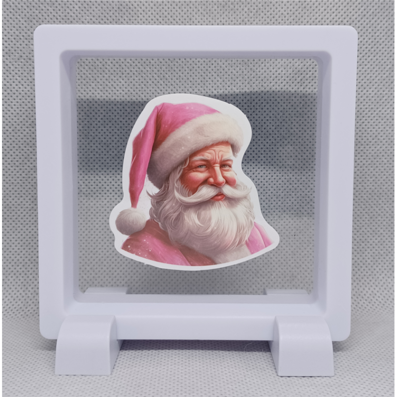 Roze Kerstman - Vierkante Zwarte Display 9x9 met kerst sticker