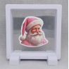 Roze Kerstman - Vierkante Zwarte Display 9x9 met kerst sticker