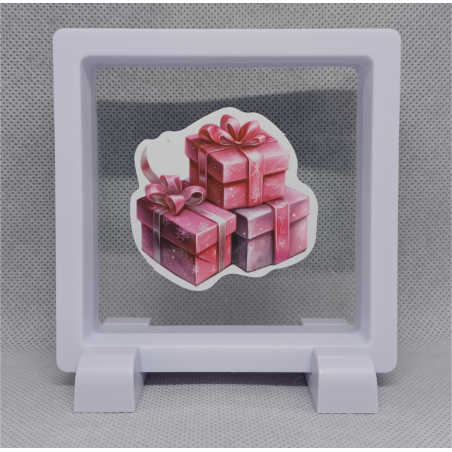 3 roze pakjes - Vierkante Zwarte Display 9x9 met kerst sticker