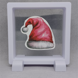 Kerstmuts - Vierkante Zwarte Display 9x9 met kerst sticker