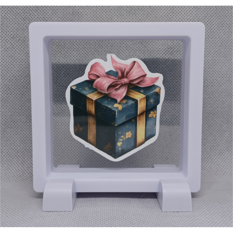 Cadeau - Vierkante Zwarte Display 9x9 met kerst sticker