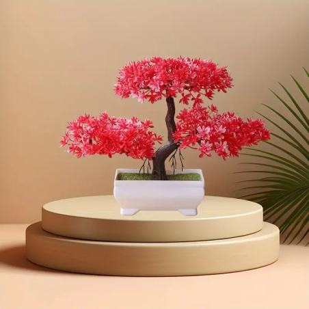 Bonsai - Rode bloemen 26 x 19 cm