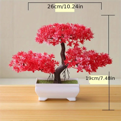 Bonsai - Rode bloemen 26 x 19 cm - Afmetingen