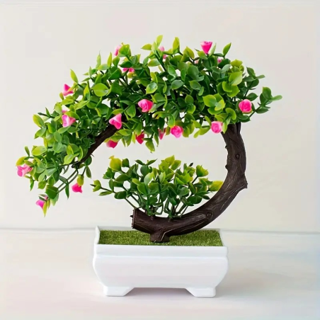 Bonsai - C met roze bloemen 19 cm