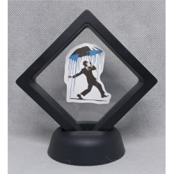 Blauwe Verf Danser - Zwarte Display 7x7 met Banksy sticker