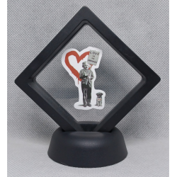 Einstein love is the answer - Zwarte Display 7x7 met Banksy sticker