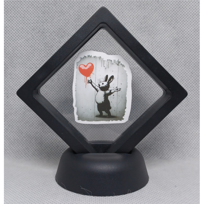 Konijn Hart - Zwarte Display 7x7 met Banksy sticker