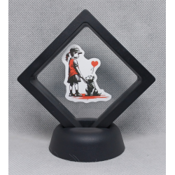 Meisje Hond Hart - Zwarte Display 7x7 met Banksy sticker