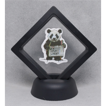 Panda Graffiti speaks louder - Zwarte Display 7x7 met Banksy sticker