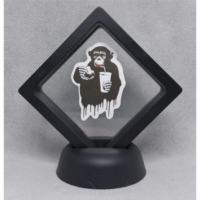 Junkfood Aap - Zwarte Display 7x7 met Banksy sticker