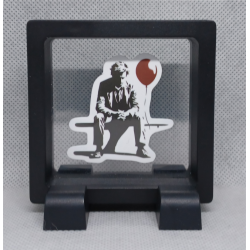 Man Bank Ballon - Vierkante Zwarte Display 7x7 met Banksy sticker