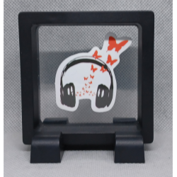 Hoofdtelefoon Vlinders - Vierkante Zwarte Display 7x7 met Banksy sticker