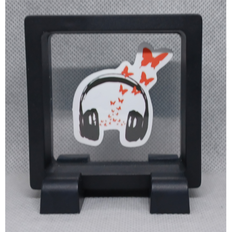 Hoofdtelefoon Vlinders - Vierkante Zwarte Display 7x7 met Banksy sticker