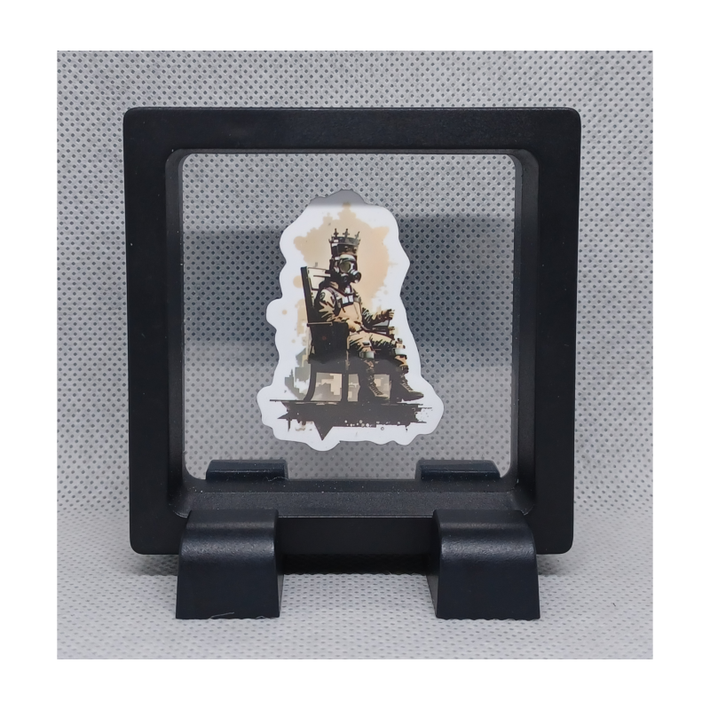 Rebel King - Vierkante Zwarte Display 7x7 met Banksy sticker