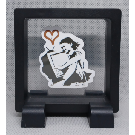 Love TV - Vierkante Zwarte Display 7x7 met Banksy sticker