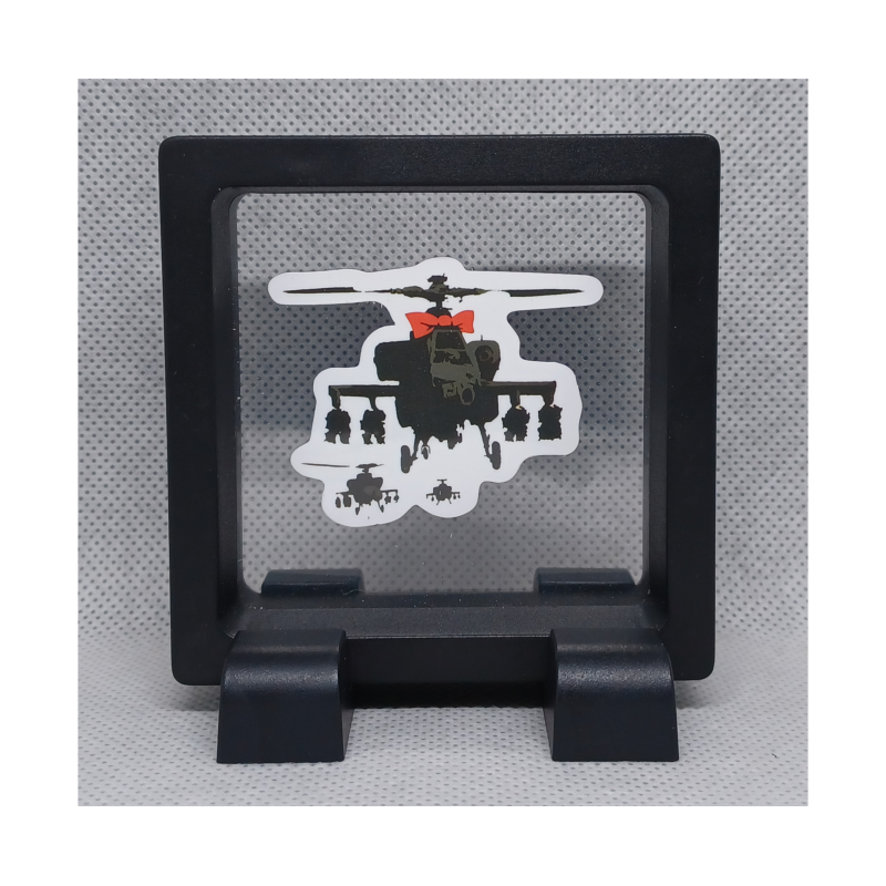 Helikopter Strik - Vierkante Zwarte Display 7x7 met Banksy sticker