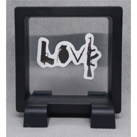 Love - Vierkante Zwarte Display 7x7 met Banksy sticker