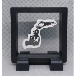 Jongen Creepy Hersenen - Vierkante Zwarte Display 7x7 met Banksy sticker