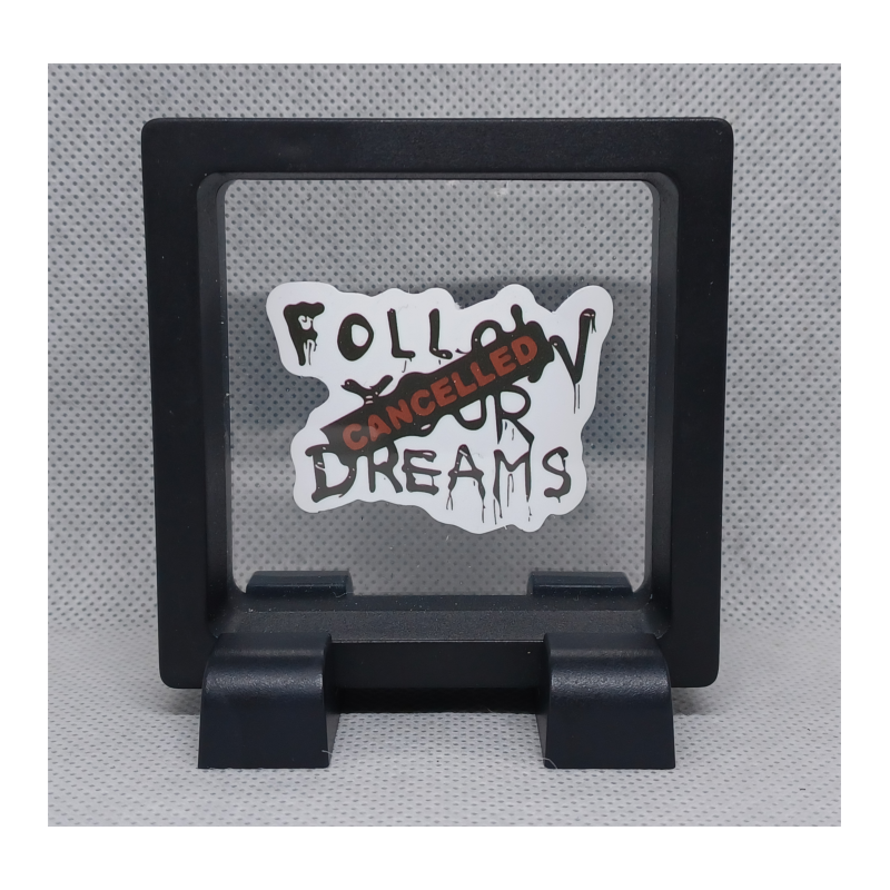 Dreams Cancelled - Vierkante Zwarte Display 7x7 met Banksy sticker