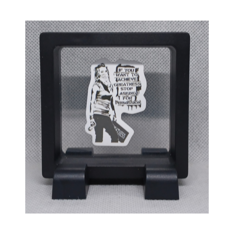 Stop asking - Vierkante Zwarte Display 7x7 met Banksy sticker