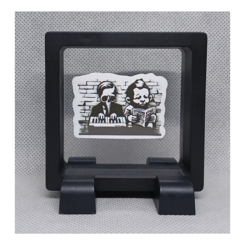 Muziek Boek Duo - Vierkante Zwarte Display 7x7 met Banksy sticker