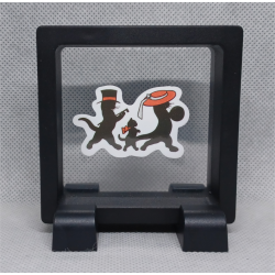 De 3 katten - Vierkante Zwarte Display 7x7 met Banksy sticker