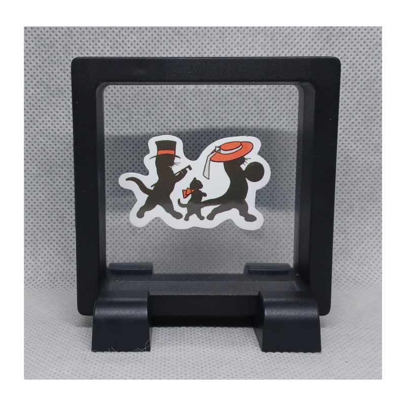 De 3 katten - Vierkante Zwarte Display 7x7 met Banksy sticker