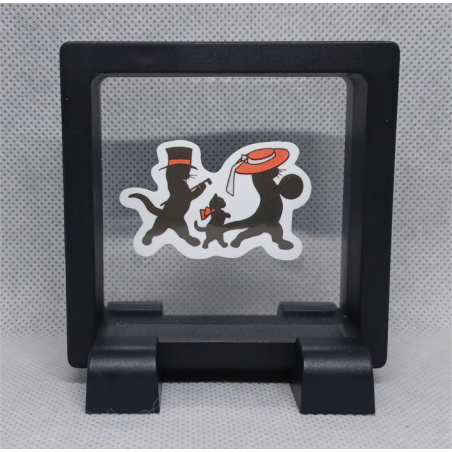 De 3 katten - Vierkante Zwarte Display 7x7 met Banksy sticker