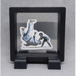 Judo Jongen - Vierkante Zwarte Display 7x7 met Banksy sticker