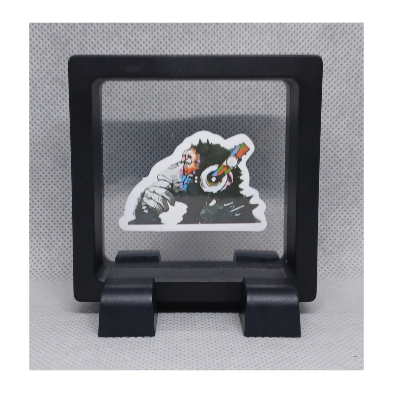 Music Monkey - Vierkante Zwarte Display 7x7 met Banksy sticker