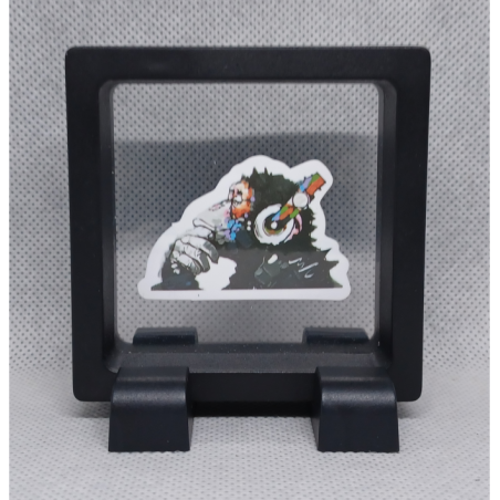 Music Monkey - Vierkante Zwarte Display 7x7 met Banksy sticker