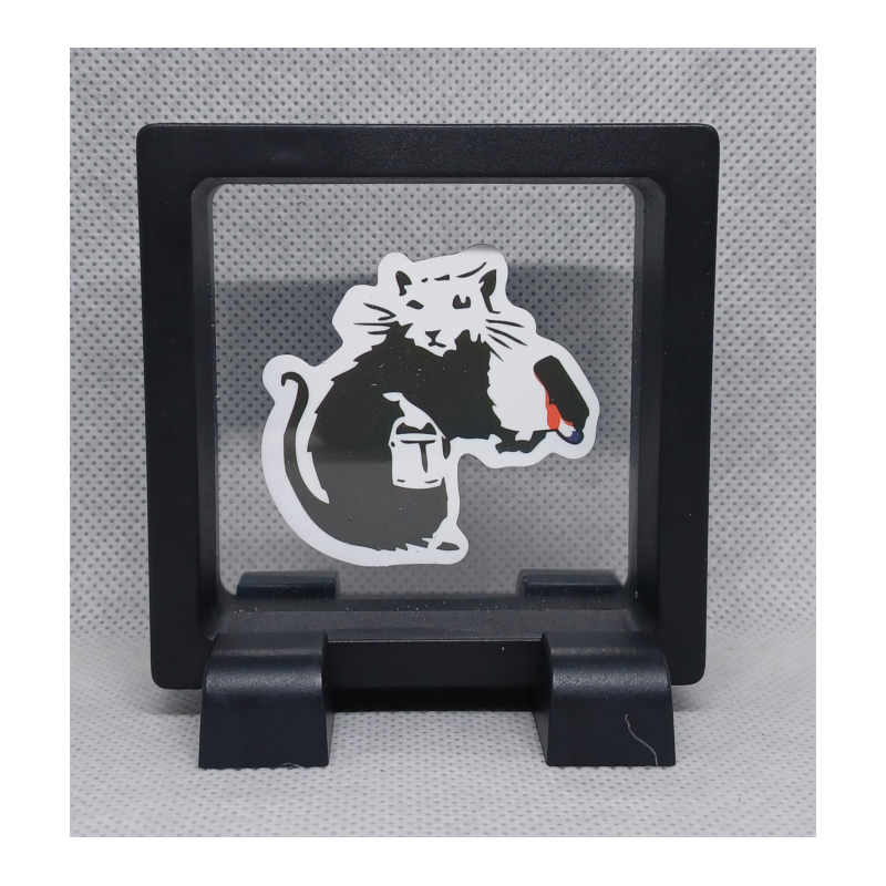 Rat Kat - Vierkante Zwarte Display 7x7 met Banksy sticker