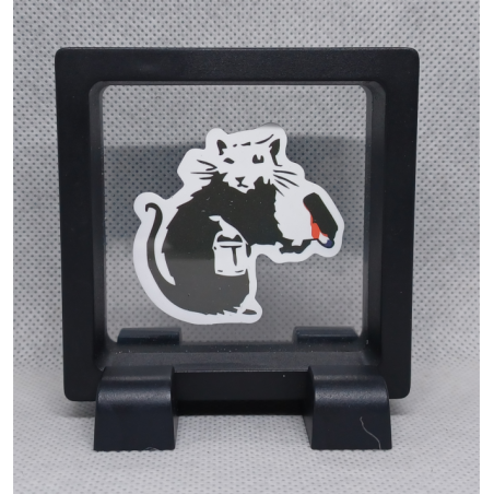 Rat Kat - Vierkante Zwarte Display 7x7 met Banksy sticker