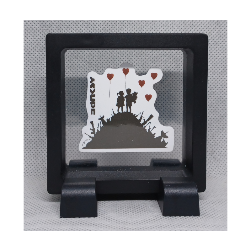 Banksy Lovers - Vierkante Zwarte Display 7x7 met Banksy sticker