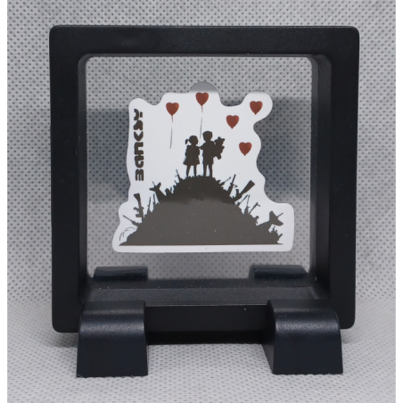 Banksy Lovers - Vierkante Zwarte Display 7x7 met Banksy sticker