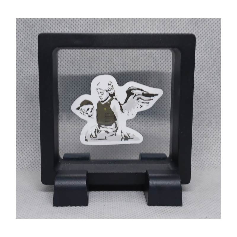 Engel Des Doods - Vierkante Zwarte Display 7x7 met Banksy sticker