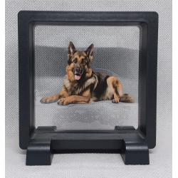 Duitse Herder - Vierkante Zwarte Display 9x9 met honden sticker