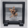 Yorkshire Terrier Jump - Vierkante Zwarte Display 9x9 met honden sticker