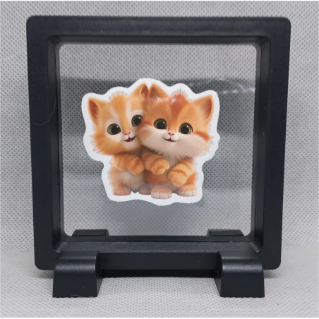 Kittens - Vierkante Zwarte Display 9x9 met duo dieren sticker