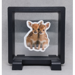 Herten - Vierkante Zwarte Display 9x9 met duo dieren sticker