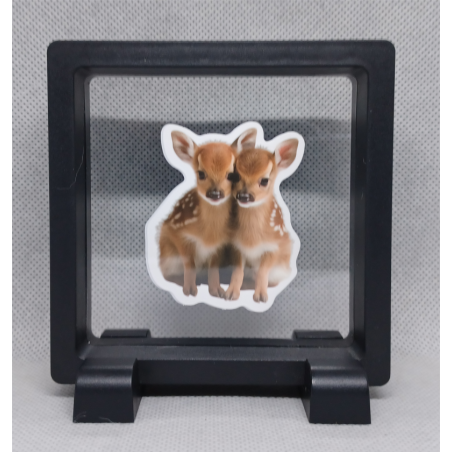 Herten - Vierkante Zwarte Display 9x9 met duo dieren sticker