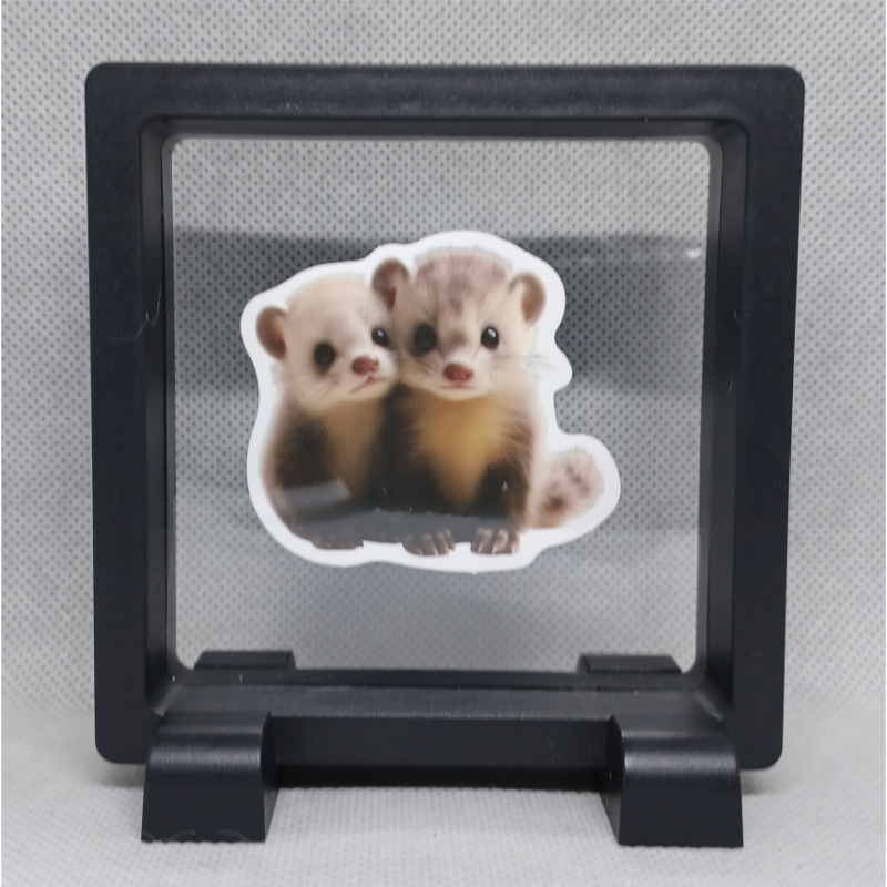 Fretten - Vierkante Zwarte Display 9x9 met duo dieren sticker