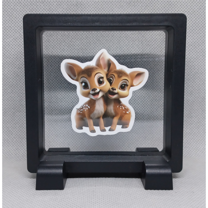 Reeën - Vierkante Zwarte Display 9x9 met duo dieren sticker