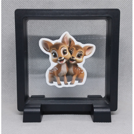 Reeën - Vierkante Zwarte Display 9x9 met duo dieren sticker