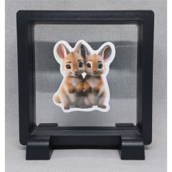 Konijnen - Vierkante Zwarte Display 9x9 met duo dieren sticker