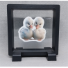 Witte Eenden - Vierkante Zwarte Display 9x9 met duo dieren sticker