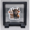 Stieren - Vierkante Zwarte Display 9x9 met duo dieren sticker