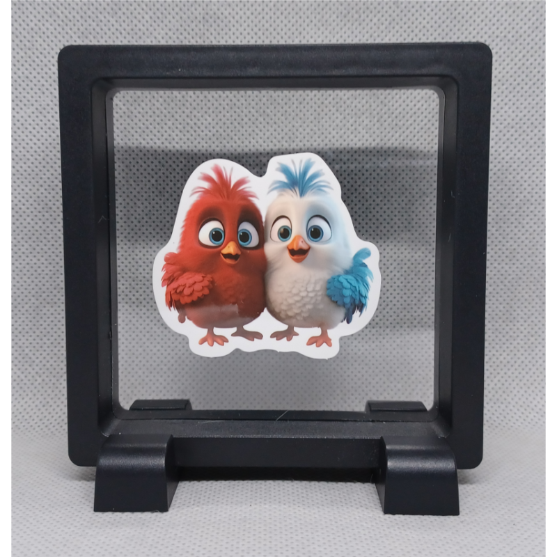 Bad Birdies - Vierkante Zwarte Display 9x9 met duo dieren sticker